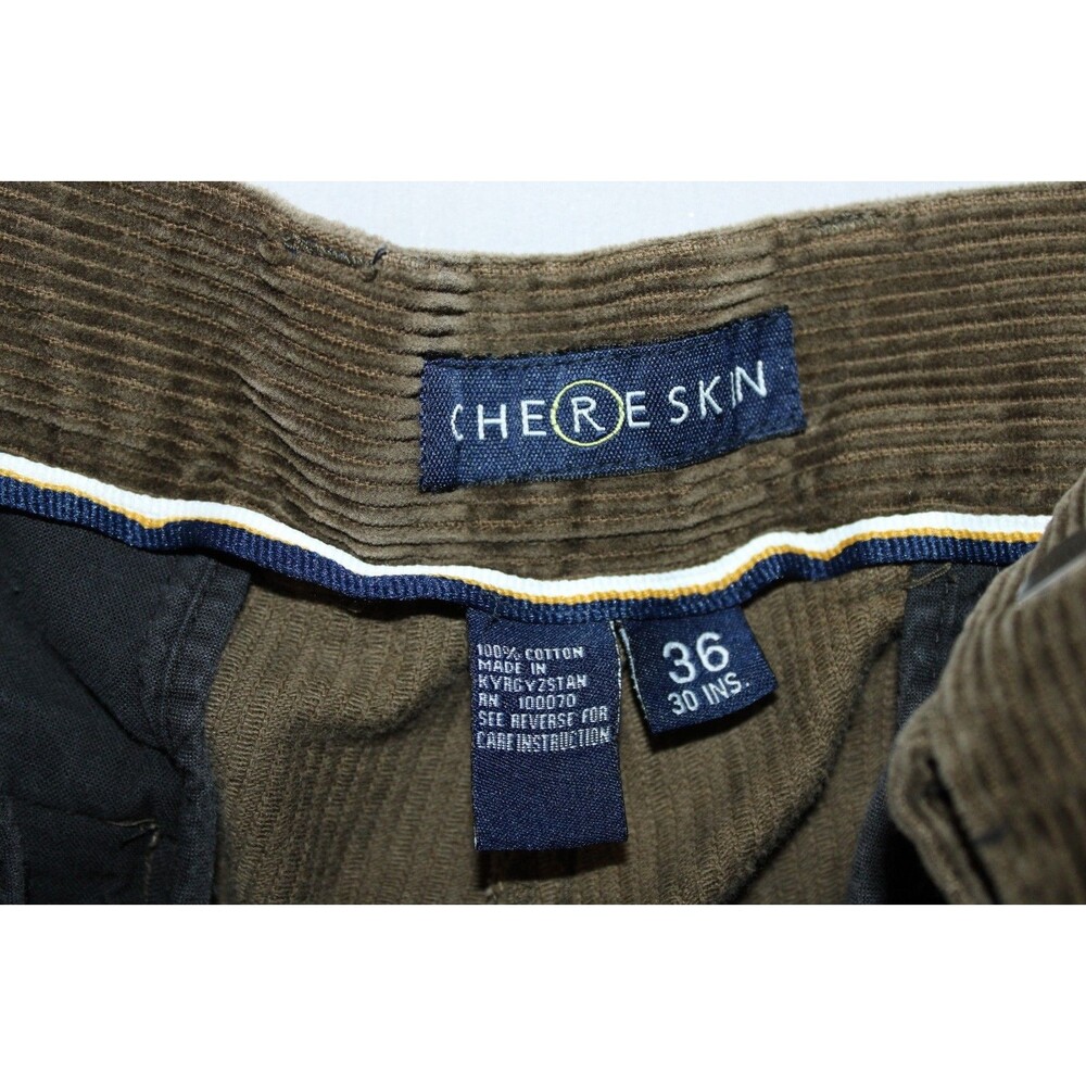 Chereskin Pleated Corduroy Pants Mens 36 x 30 Brown 100% Cotton Cuff Hem - Picture 3 of 16